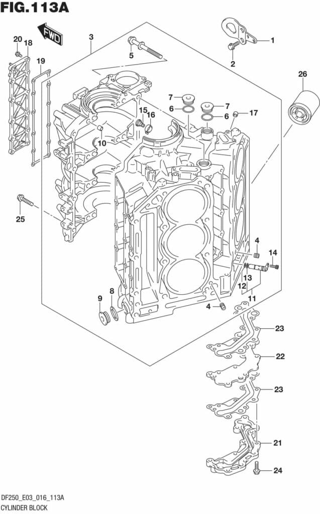 DF200T,Z,225T,Z,250T,Z,ST-610001 Cylinder Block (DF200T E03)