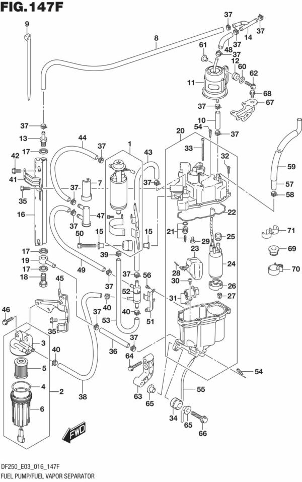 DF200T,Z,225T,Z,250T,Z,ST-610001 Fuel Pump/Fuel Vapor Separator (DF250Z E03)