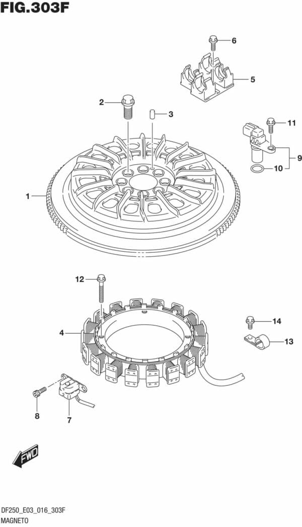 DF200T,Z,225T,Z,250T,Z,ST-610001 Magneto (DF250Z E03)
