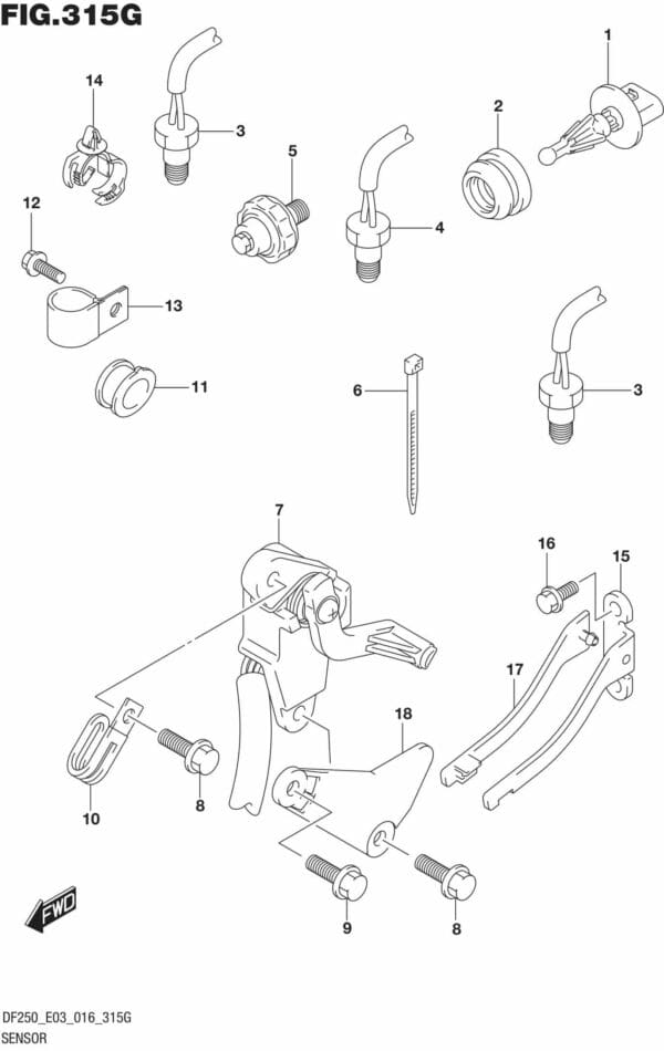 DF200T,Z,225T,Z,250T,Z,ST-610001 Sensor (DF250ST E03)