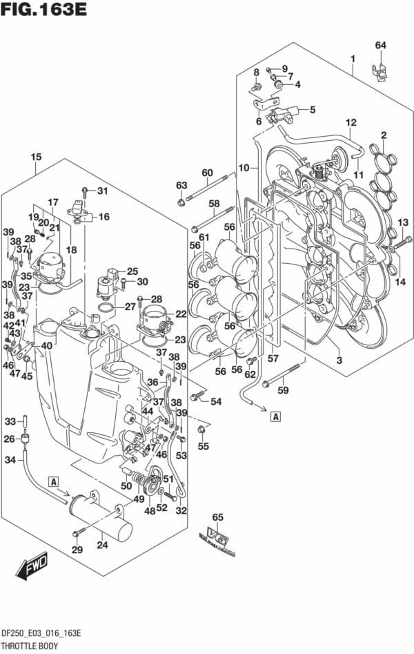 DF200T,Z,225T,Z,250T,Z,ST-610001 Throttle Body (DF250T E03)