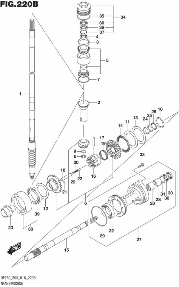 DF200T,Z,225T,Z,250T,Z,ST-610001 Transmission (DF200Z E03)