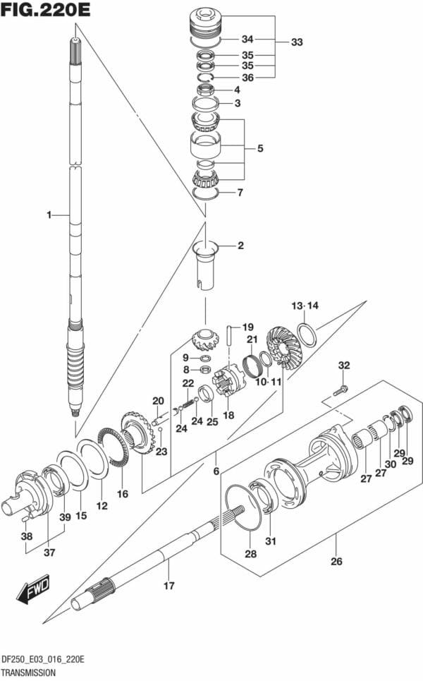 DF200T,Z,225T,Z,250T,Z,ST-610001 Transmission (DF250T E03)