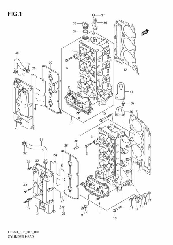 DF200/225/250 310001 Cylinder Head (DF200T)