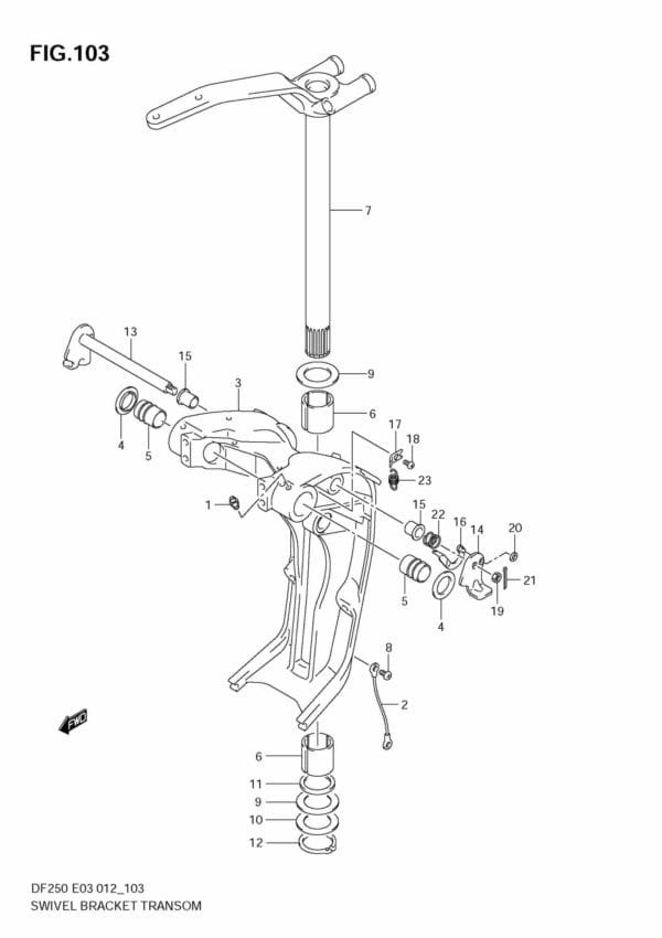DF200/225/250 210001 Swivel Bracket TRANSOM(X,XX) (DF225T E3)