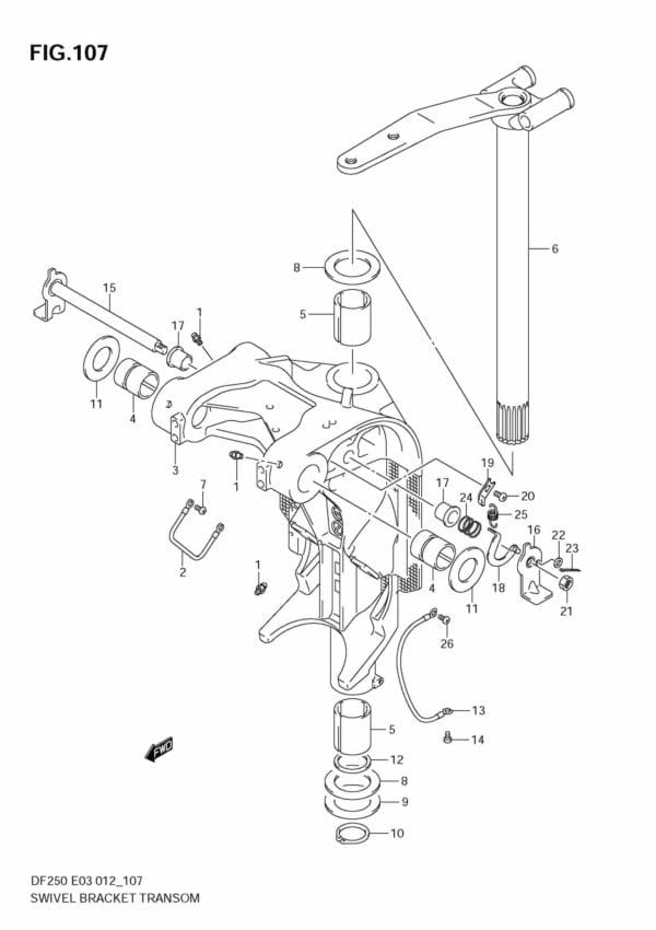 DF200/225/250 210001 Swivel Bracket TRANSOM(L) (DF200T E3)