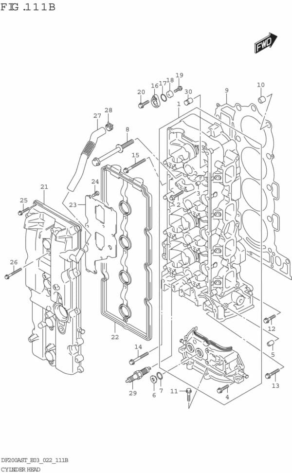 DF150AST,200AST-240001 Cylinder Head (DF150AST)