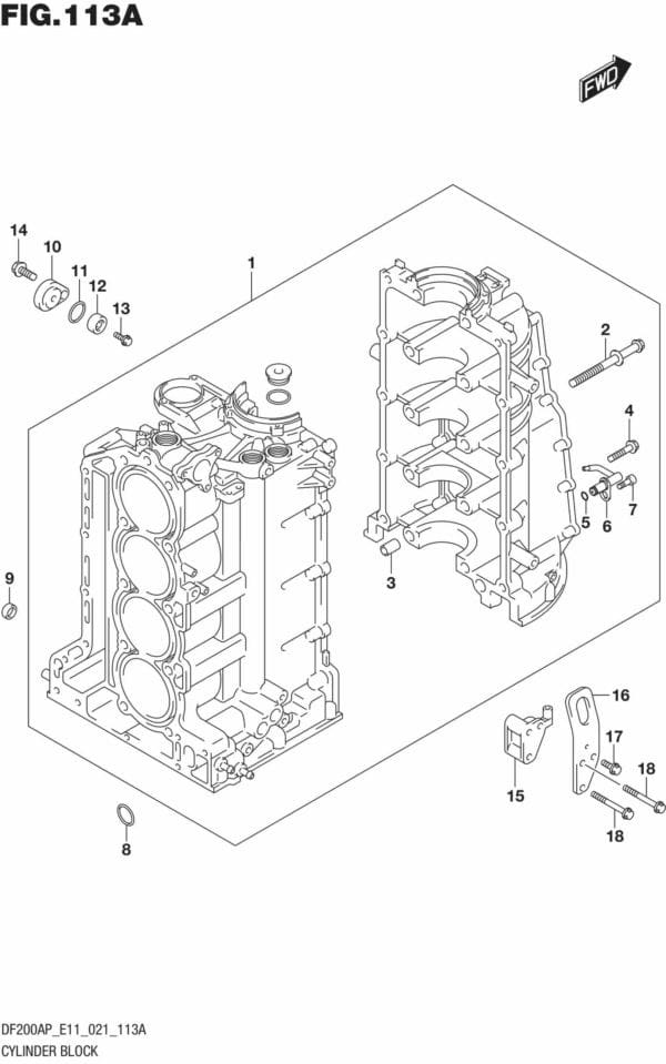 DF150AP,175AP,200AP-140001 Cylinder Block