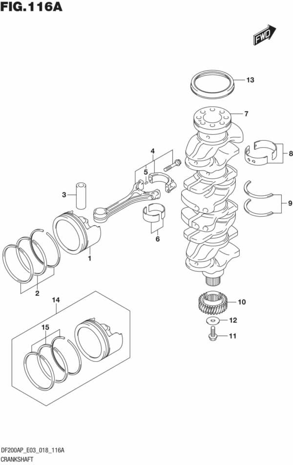 DF150AP,175AP,200AP-810001 Crankshaft