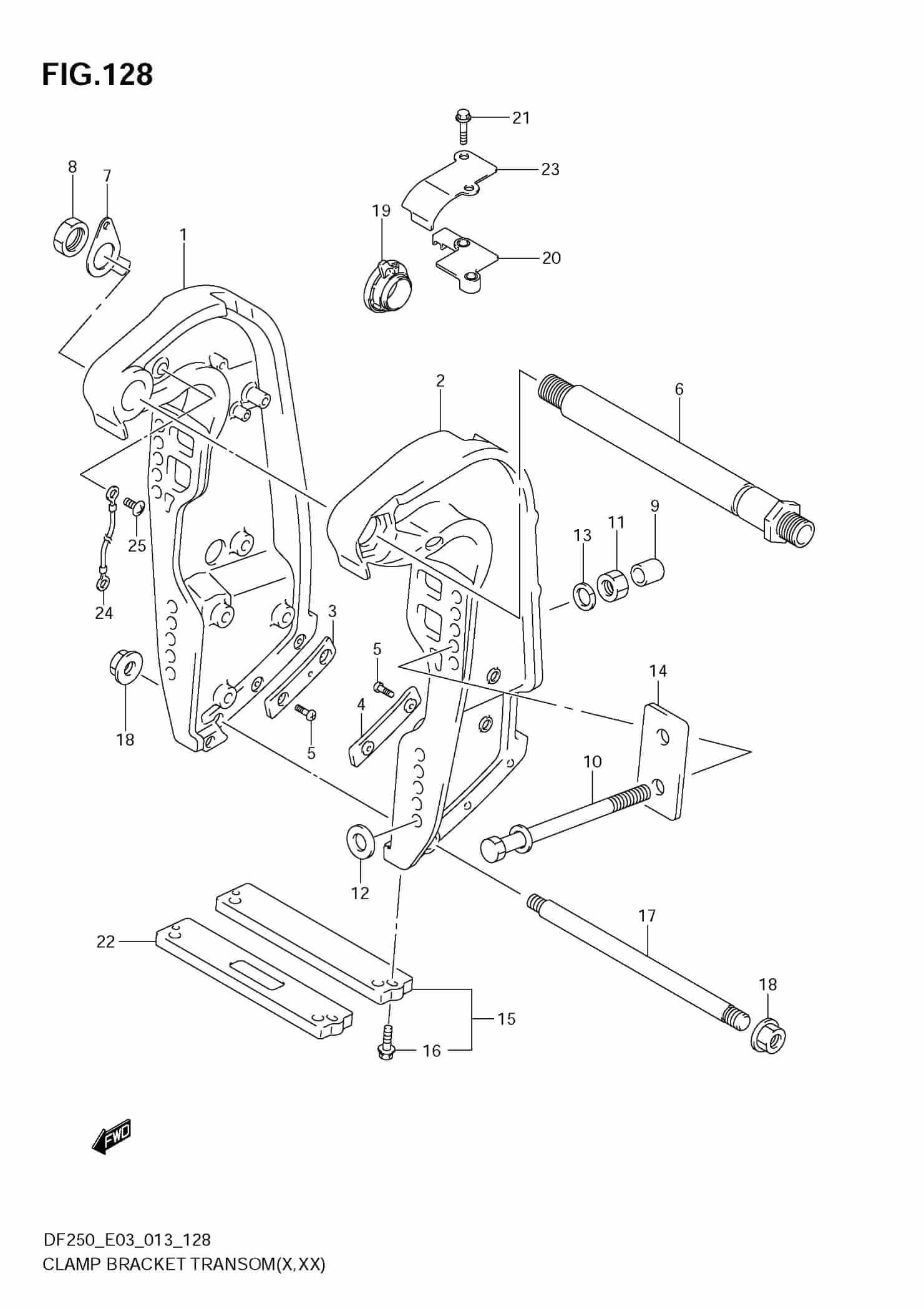 Clamp Bracket TRANSOM(X,XX) (DF250Z) | 23523 | Precision Marine