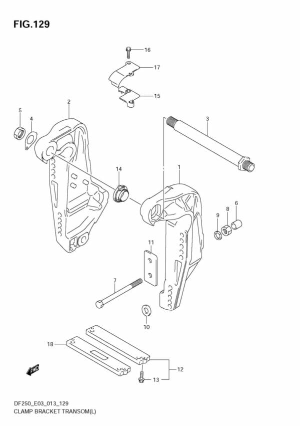 DF200/225/250 310001 Clamp Bracket TRANSOM(L) (DF200T)