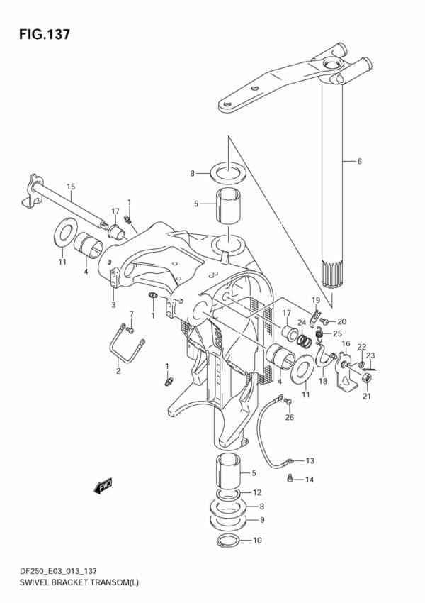 DF200/225/250 310001 Swivel Bracket TRANSOM(L) (DF200T)