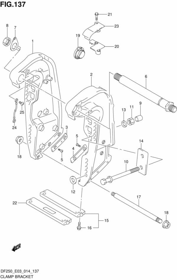 DF200/225/250-410001 Clamp Bracket TRANSOM(X,XX) (DF225T E03)