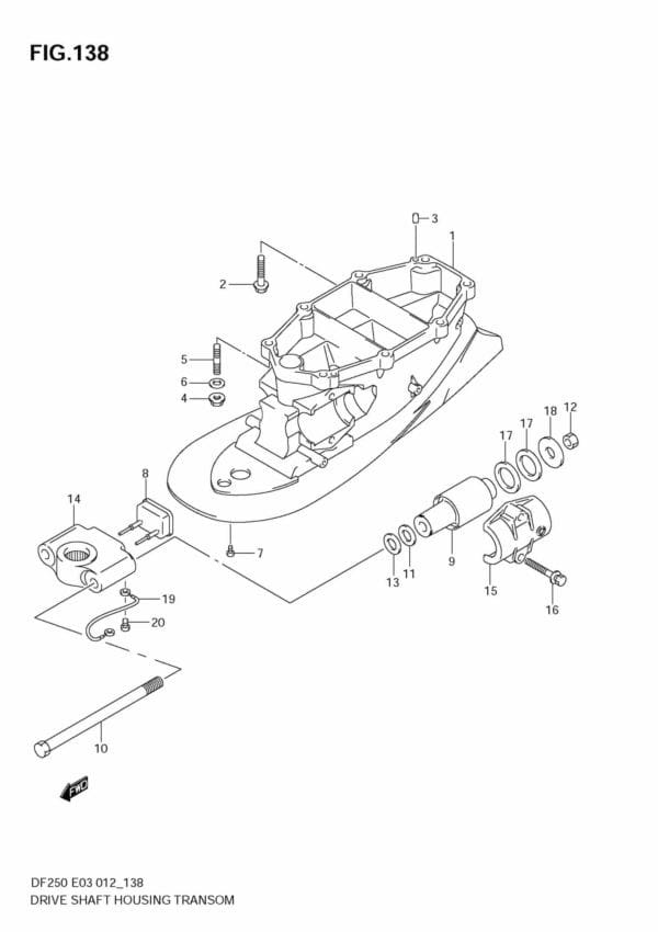 DF200/225/250 210001 Drive Shaft Housing TRANSOM(L) (DF200T E3)