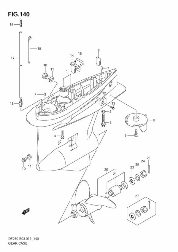 DF200/225/250 210001 Gear Case (DF200T E3)