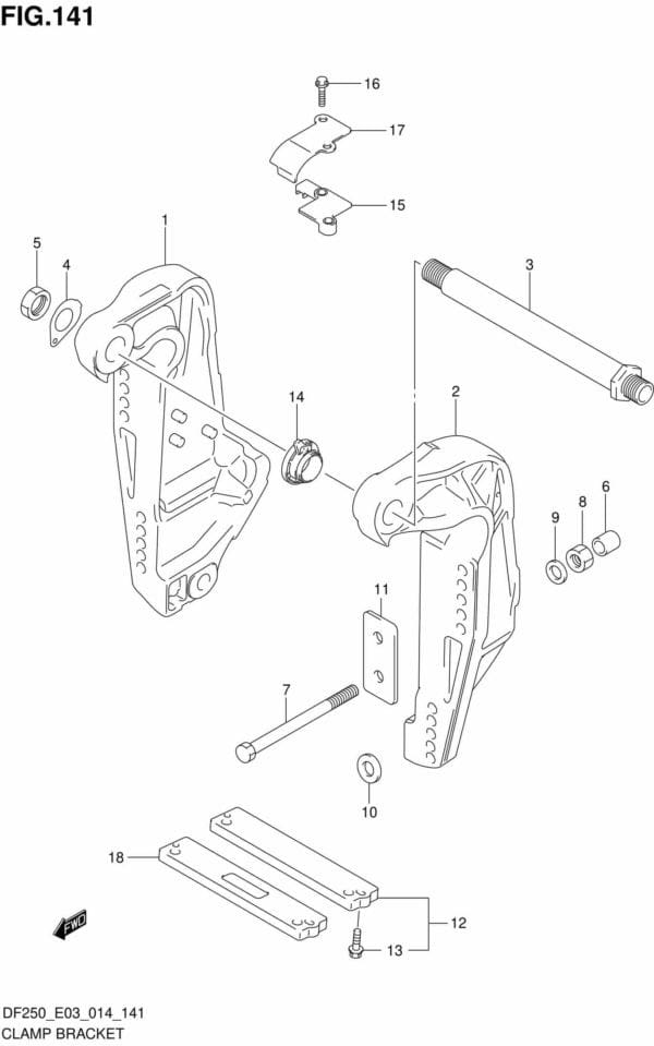 DF200/225/250-410001 Clamp Bracket TRANSOM(L) (DF200T E03)