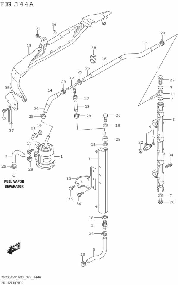 DF150AST,200AST-240001 Fuel Injector