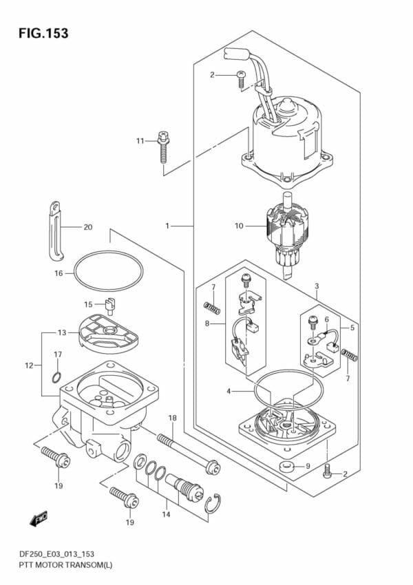 DF200/225/250 310001 PTT Motor TRANSOM(L) (DF200T)