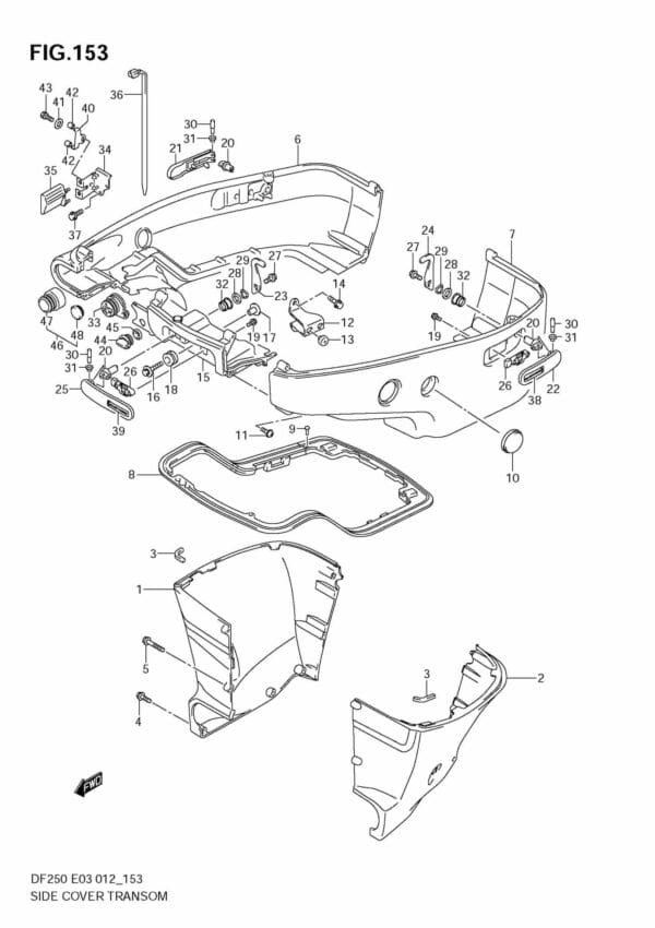 DF200/225/250 210001 Side Cover TRANSOM(L) (DF200T E3)