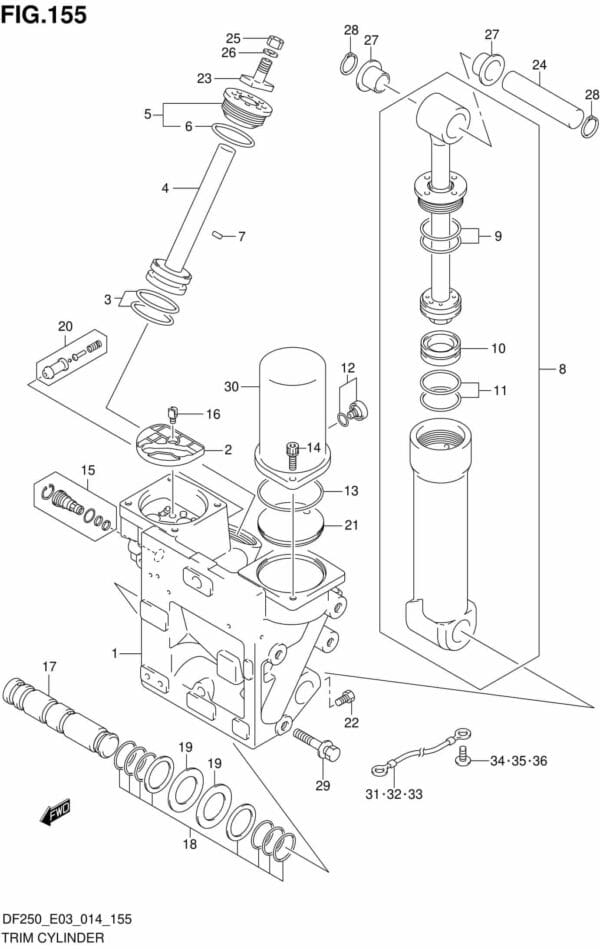 DF200/225/250-410001 Trim Cylinder TRANSOM(X,XX) (DF250T E03)