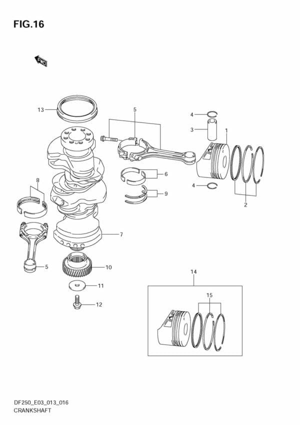 DF200/225/250 310001 Crankshaft (DF200T)