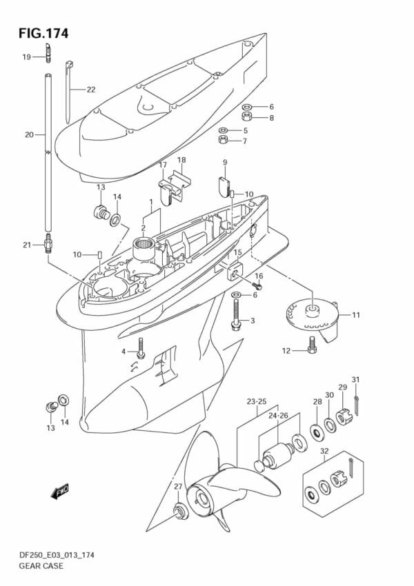 DF200/225/250 310001 Gear Case (DF250T)