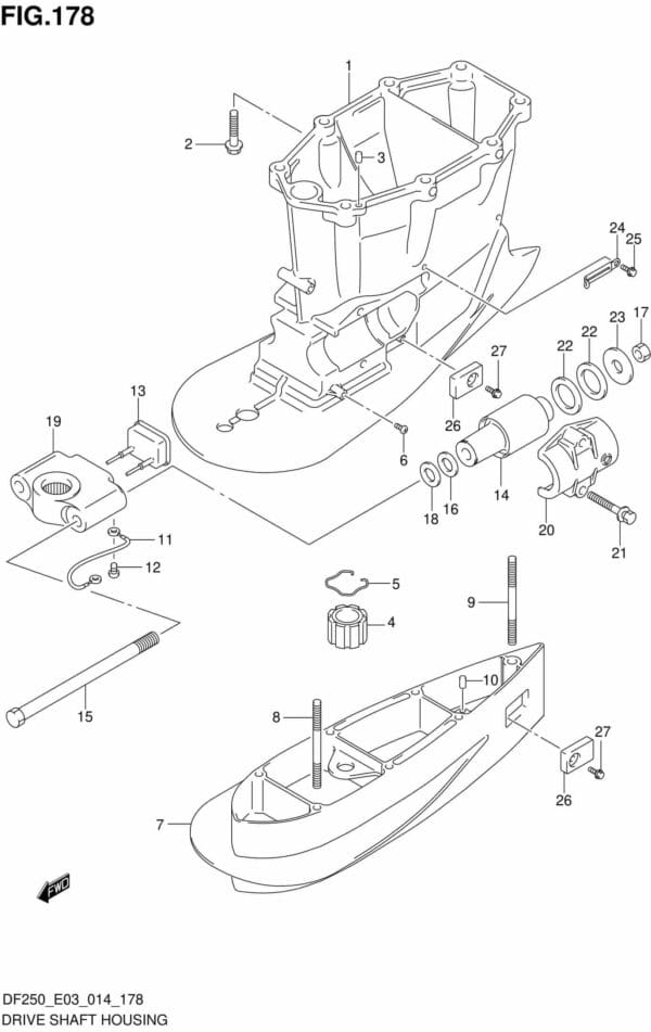 DF200/225/250-410001 Drive Shaft Housing TRANSOM(X,XX) (DF250T E03)