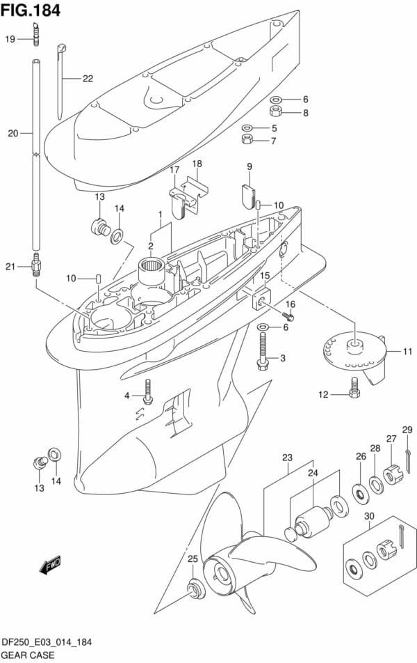 DF200/225/250-410001 Gear Case (DF225T E03)