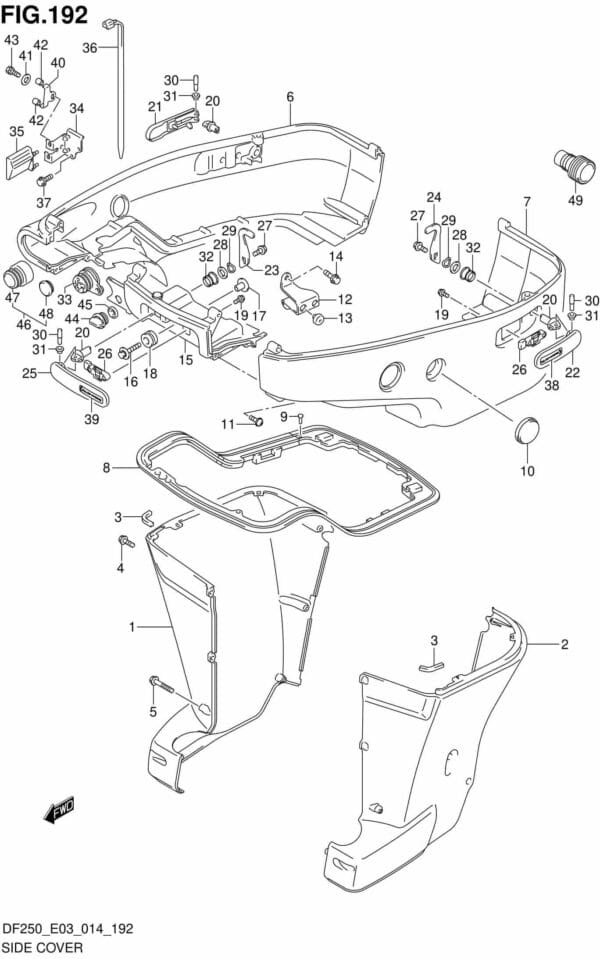 DF200/225/250-410001 Side Cover TRANSOM(X,XX) (DF225Z E03)