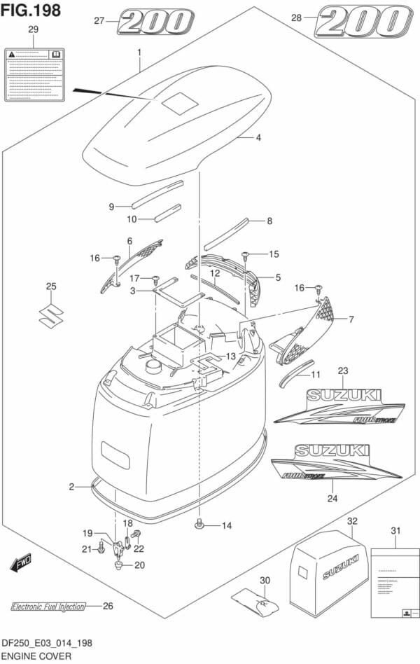 DF200/225/250-410001 Engine Cover (FOR Y5S)(DF200T E03)