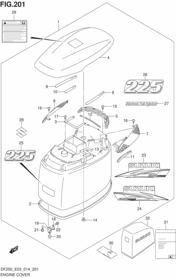 DF200/225/250-410001 Engine Cover (FOR 0EP)(DF225T E03)