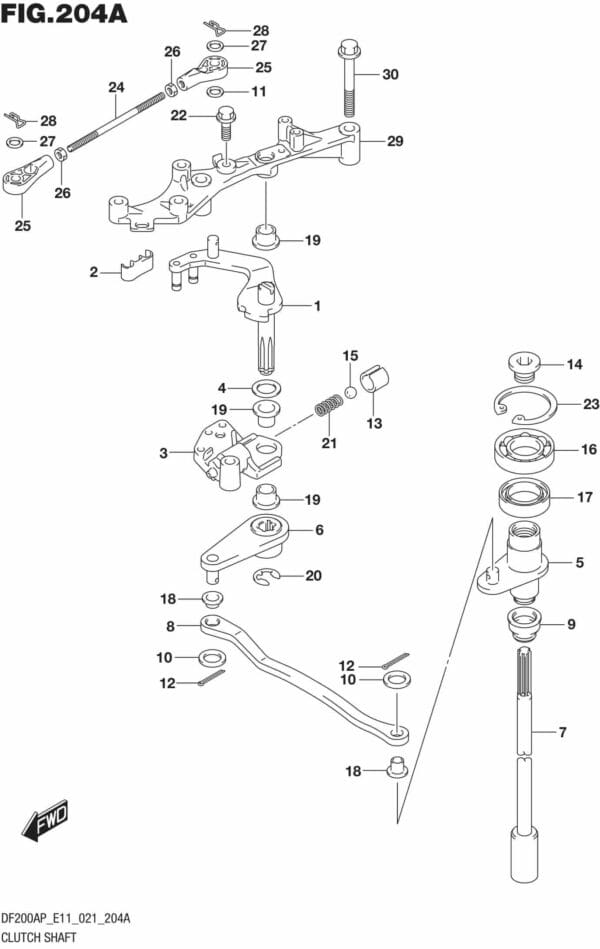 DF150AP,175AP,200AP-140001 Clutch Shaft