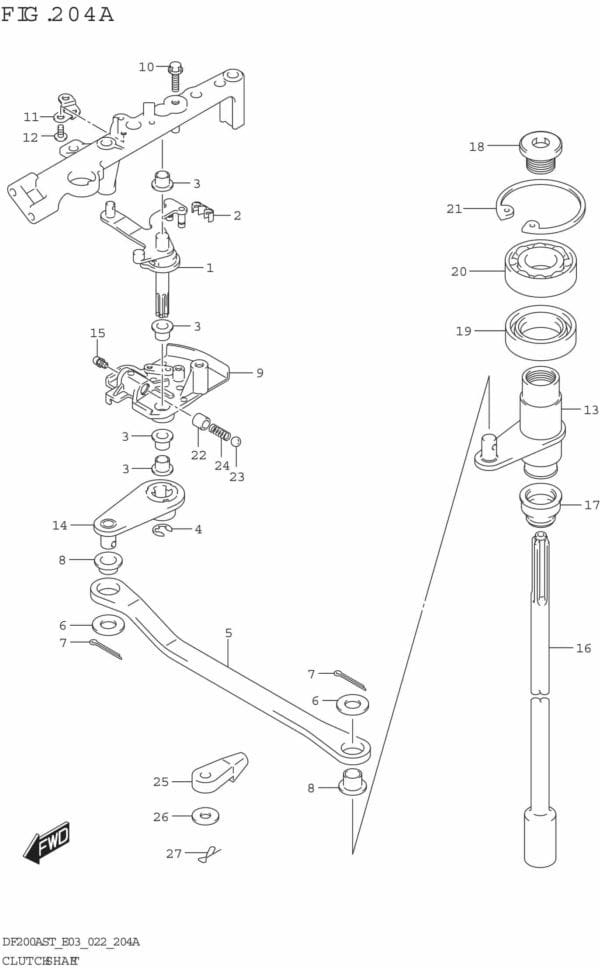 DF150AST,200AST-240001 Clutch Shaft