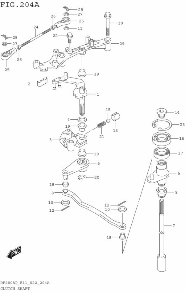 DF150AP,175AP,200AP-240001 Clutch Shaft