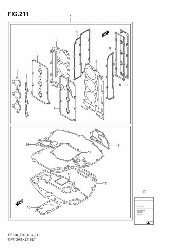 DF200/225/250 310001 OPT: Gasket Set (DF250ST)