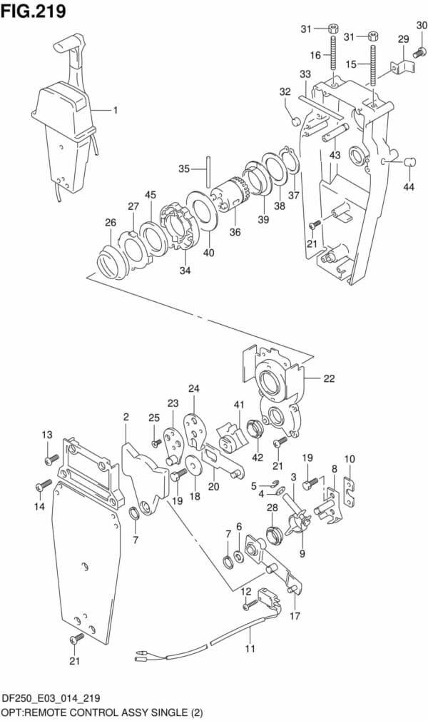 DF200/225/250-410001 OPT: Remote Control Assy Single (2)