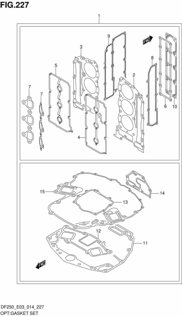 DF200/225/250-410001 OPT: Gasket Set (DF250T E03)