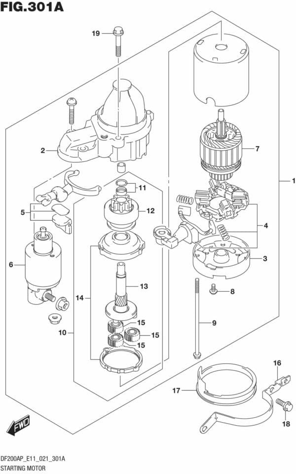 DF150AP,175AP,200AP-140001 Starting Motor