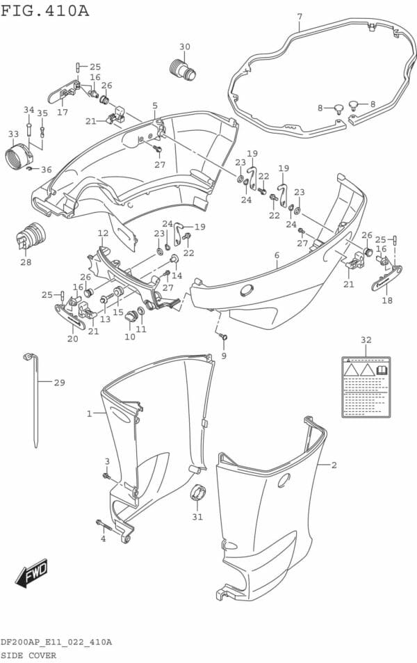 DF150AP,175AP,200AP-240001 Side Cover