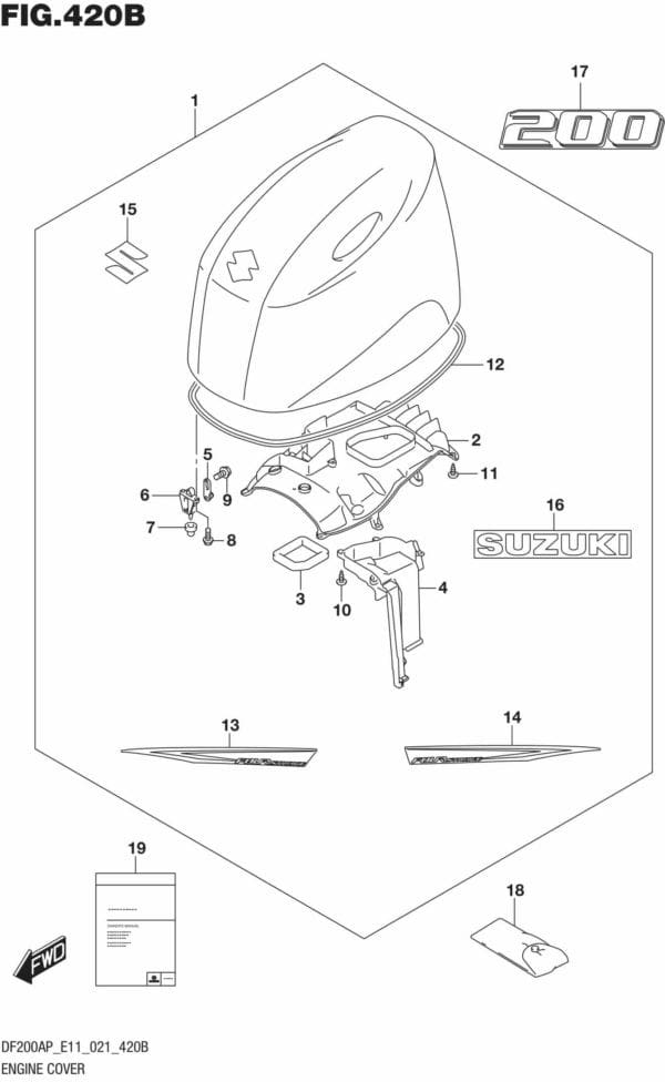 DF150AP,175AP,200AP-140001 Engine Cover (DF200AP:021)