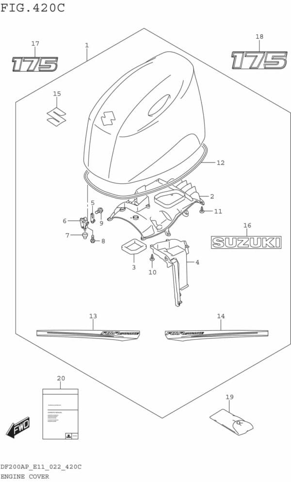 DF150AP,175AP,200AP-240001 Engine Cover (DF175AP:020)