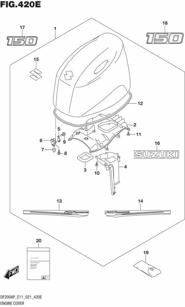 DF150AP,175AP,200AP-140001 Engine Cover (DF150AP:020)