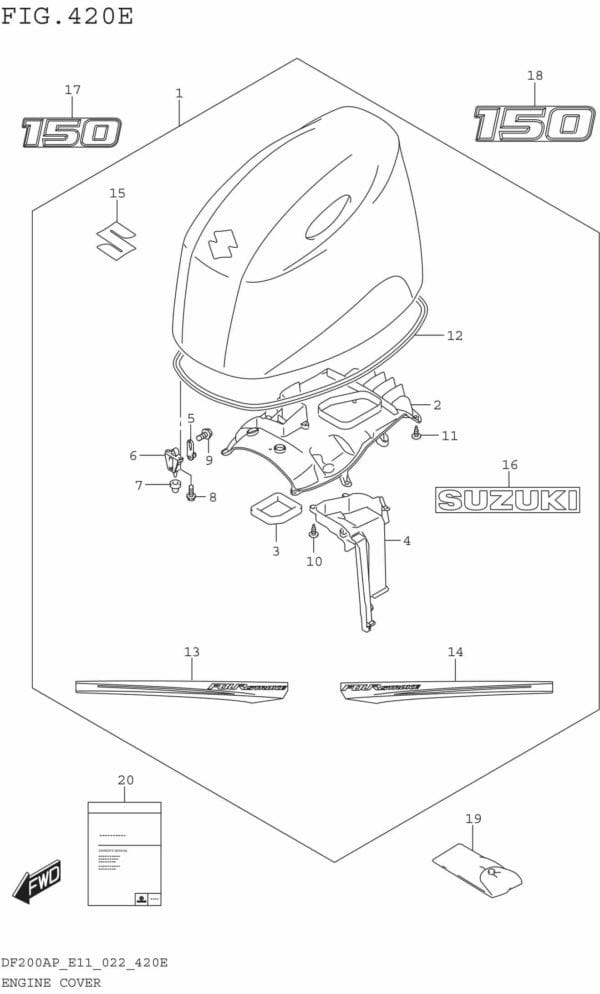 DF150AP,175AP,200AP-240001 Engine Cover (DF150AP:020)