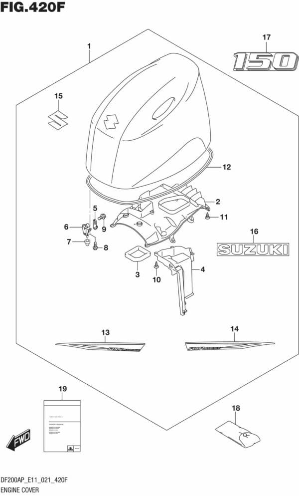 DF150AP,175AP,200AP-140001 Engine Cover (DF150AP:021)