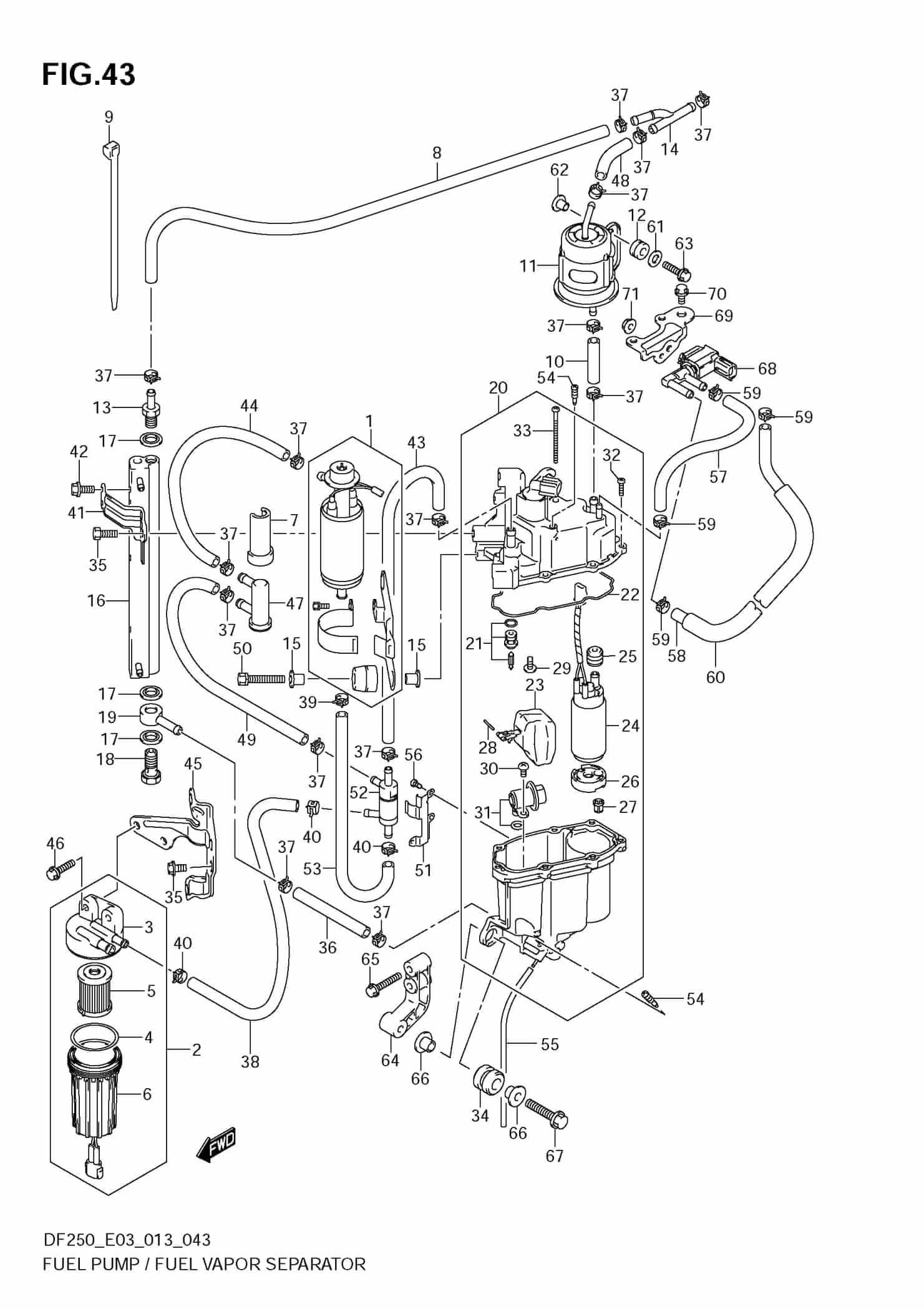 hiro　❀ダブル八角フトマニ図フェザー❀ Fuel Pump/Fuel Vapor Separator (DF225Z) | 23253 | Precision Marine