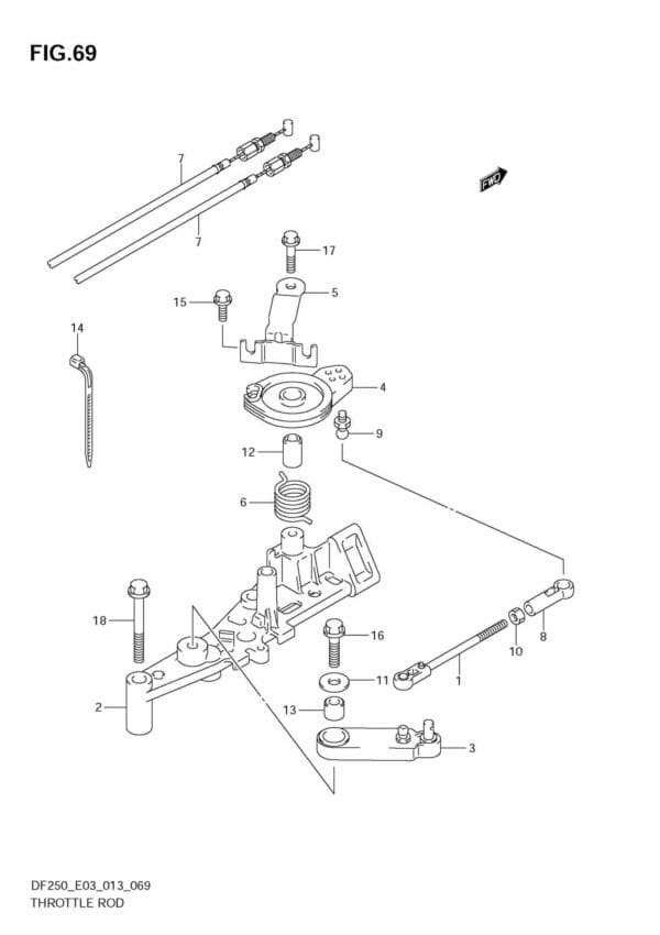 DF200/225/250 310001 Throttle Rod