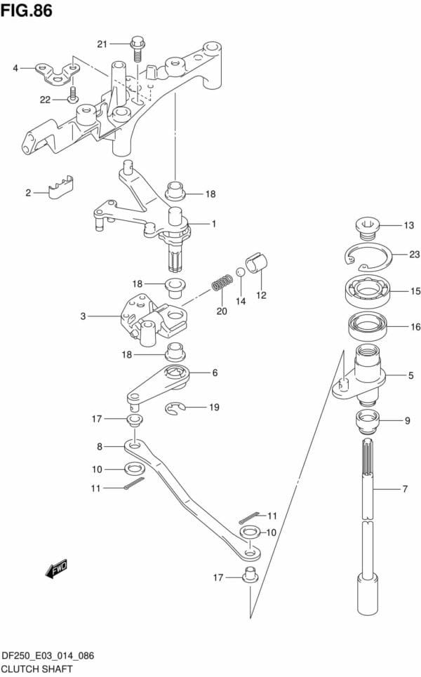 DF200/225/250-410001 Clutch Shaft (DF225T E03)