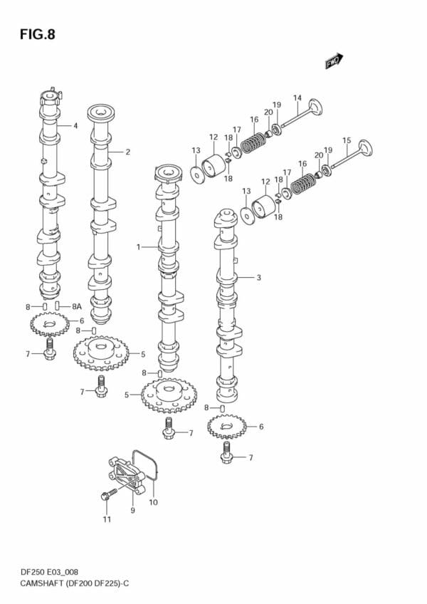 DF200-225-250,S,T,Z 2004-2010 Camshaft (DF200,DF225)