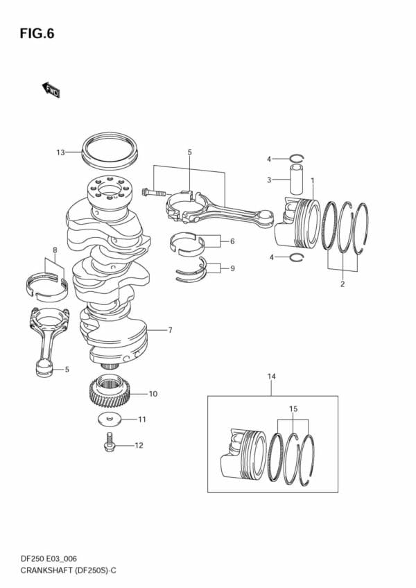 DF200-225-250,S,T,Z 2004-2010 Crankshaft (DF250S)