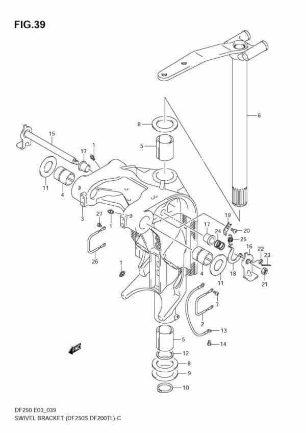 DF200-225-250,S,T,Z 2004-2010 Swivel Bracket (DF250S,DF200TL)